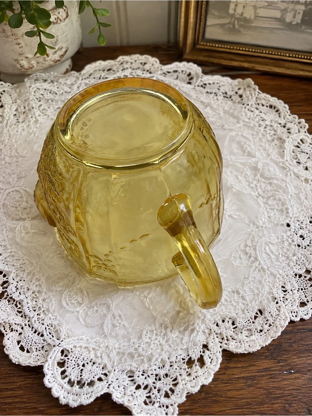 Set of 2 Federal Glass Madrid Amber Depression Glass Tea Cups 1930s